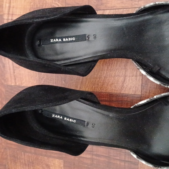 ZARA  suede snake print kitten heel 9 - Picture 2 of 3